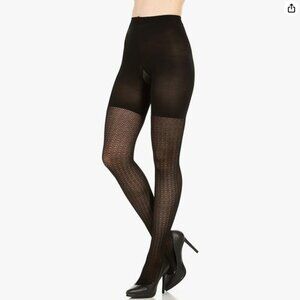 Spanx Assets Shaping Tights - Black Textured - Wishbone (5) NWT